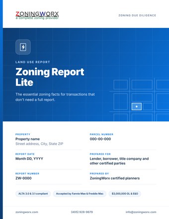 ZoningWorx Zoning Report Lite cover