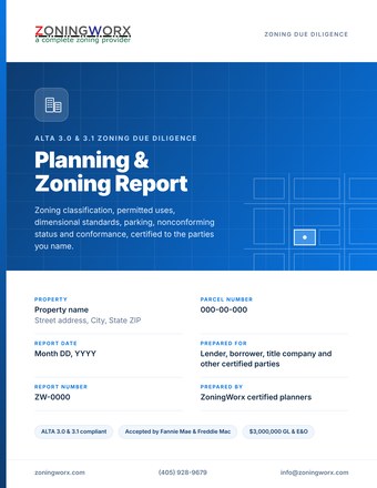 ZoningWorx Planning & Zoning Report cover