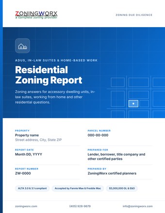 ZoningWorx Residential Zoning Report cover
