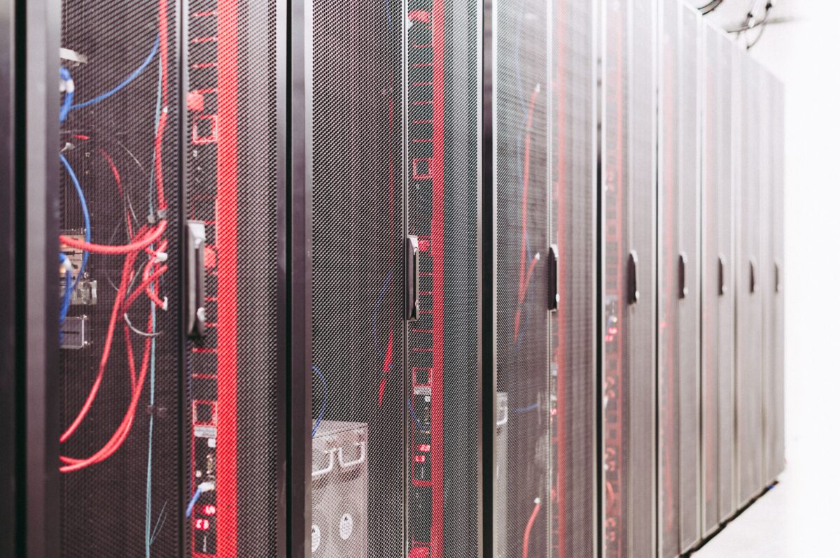 Server racks inside a data center, illustrating the type of facility subject to zoning and land-use review