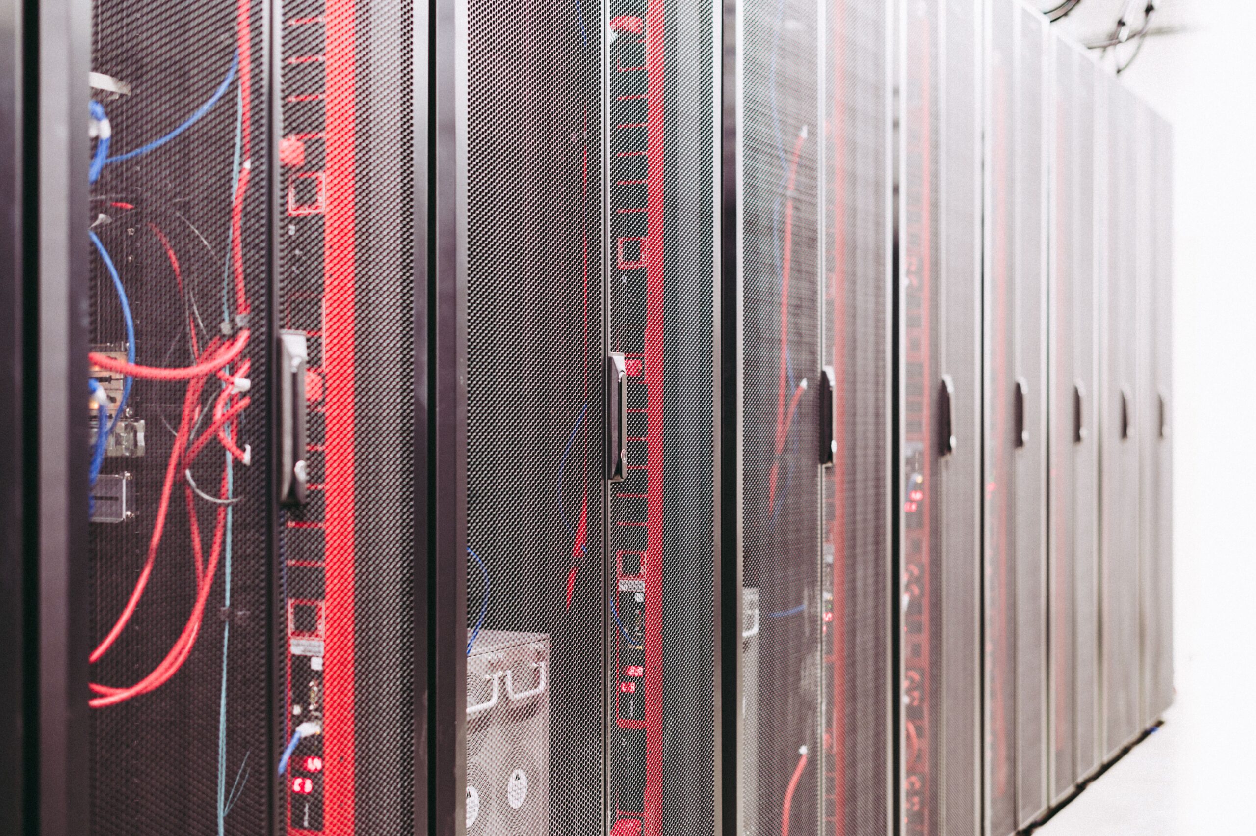 Server racks inside a data center, illustrating the type of facility subject to zoning and land-use review